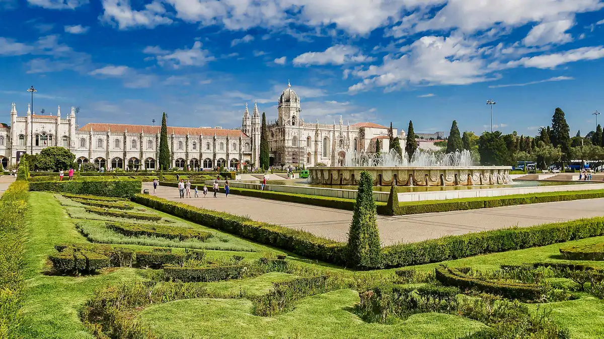 The Manueline arches of the Jerónimos Monastery cloister in Belém, first stop on a Lisbon, Portugal must-see list